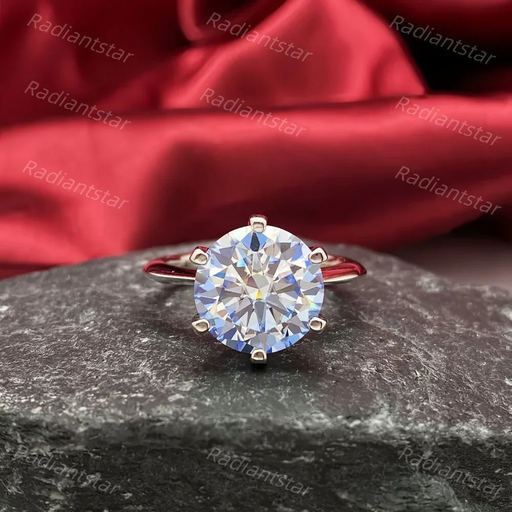 NEW Certified 5 ct. t.w. Royal Blue Moissanite Solitaire 6 Prong Ring